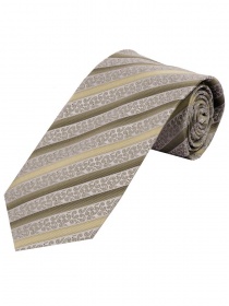 Überlange Krawatte florales Muster Streifen creme