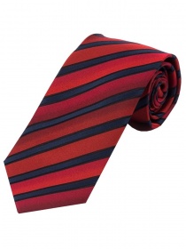 Cravate XXL stylée rayée rouge bleu foncé noir