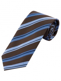 Cravate XXL stylée rayée marron foncé bleu pigeon