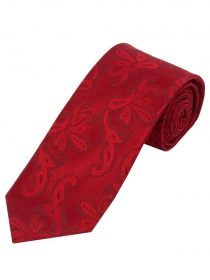Cravate longue à motif paisley monochrome rouge
