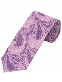 Cravate XXL motif paisley violet rosé