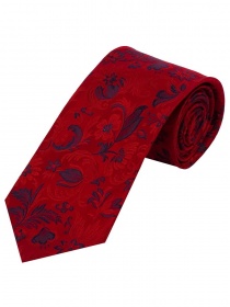 Cravate XXL remarquable à motif de rinceaux rouge