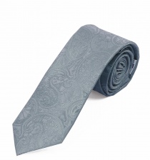 Cravate motif paisley XXL monochrome gris clair
