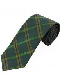 Lange Krawatte gediegenes Linienkaro dunkelgrün braun