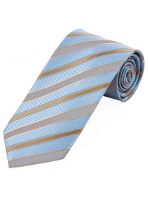 Cravate longue à rayures bleu pigeon crème