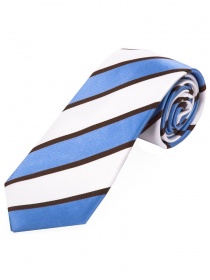 Cravate longue homme moderne à rayures blanc bleu