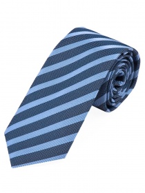 Cravate longue motif structuré rayures bleu