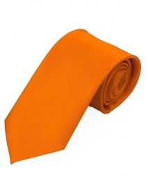 Überlange Satin-Krawatte Seide monochrom orange