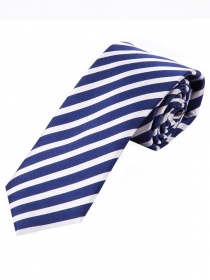 Cravate longue rayures blanches perlées bleu