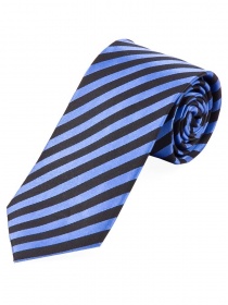 Cravate longue homme rayures bleu clair et noir