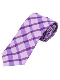 Cravate longue tartan violet blanc neige