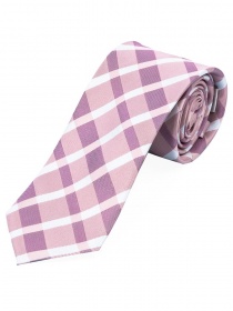Cravate d'affaires longue à carreaux rosé blanc