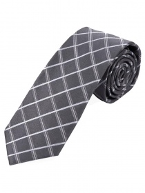 Cravate longue à carreaux élégante gris clair