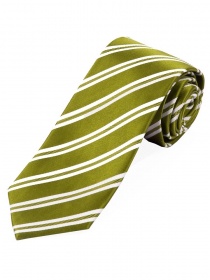 XXL Cravate à rayures vert olive blanc nacré