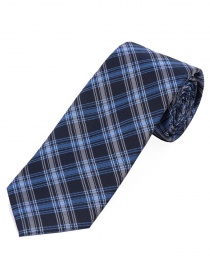 Cravate XXL solide à carreaux bleu marine bleu