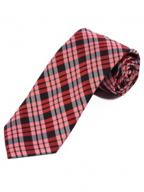 Cravate longue tartan noir rouge