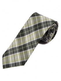 Cravate extra-longue à carreaux noir vert clair