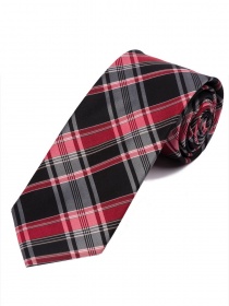 Cravate extra-longue design glencheck noir rouge