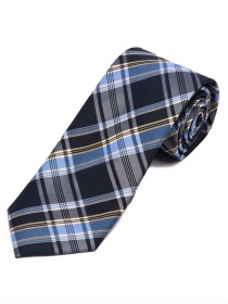 Cravate d'affaires écossaise extra-longue bleu