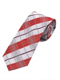 Cravate écossaise extra-longue gris clair rouge