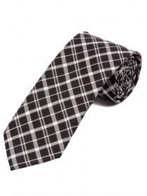 Cravate d'affaires extra-longue à carreaux noirs