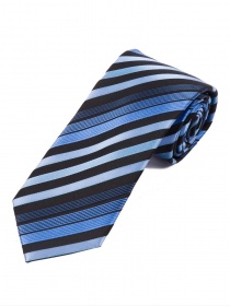 Cravate business à rayures XXL noire et bleu clair