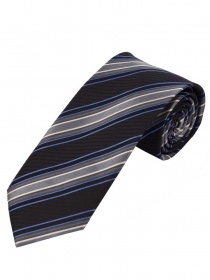 Perfekte XXL-Krawatte Streifendesign dunkelgrau eisblau silbergrau