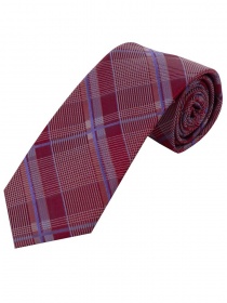 Cravate longue design glencheck rouge foncé bleu