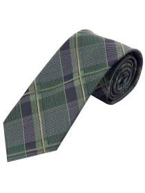 Cravate longue à carreaux pour hommes vert