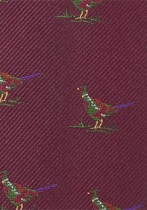 Cravate bordeaux motif faisan