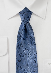 Cravate Jungens motif paisley bleu clair et noir