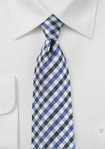 Cravate à carreaux Vichy ultramarin bleu marine