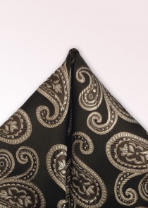 Serviette décorative motif paisley noir et sable