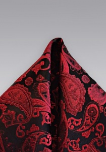 Serviette décorative motif paisley noir et rouge