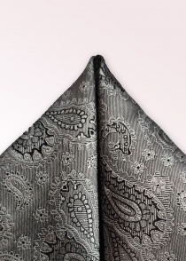 Pochette motif paisley gris argenté