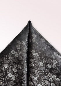 Foulard décoratif exubérant motif floral noir
