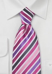 Cravate à rayures rose violet