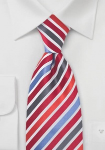 Cravate rayures rouge blanc gris