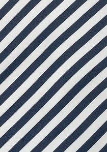 Cravate blanche fines rayures bleu nuit