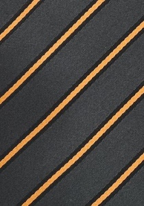 Cravate noire rayée orange
