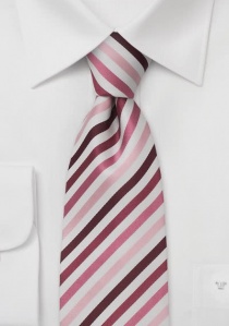 Cravate rayures rose bordeaux fuschia et blanc