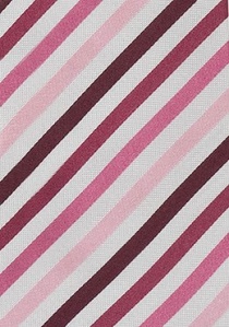 Cravate rayures rose bordeaux fuschia et blanc