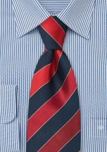 Cravate extra-large club rayures bleu marine rouge