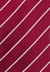 Cravate rouge cerise rayée blanc