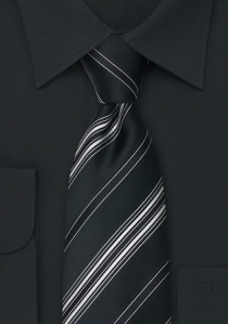 Cravate noire et anthracite rayée