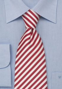 Cravate XXL rayée rouge cerise/blanche