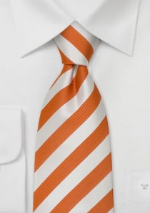 Cravate orange blanc rayures