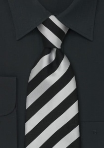 Cravate XXL rayée en noir et argent clair