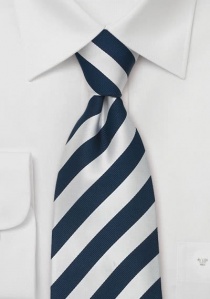 Cravate rayée bleu foncé et blanc argenté