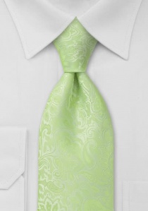 Cravate vert pastel motif floral uni
